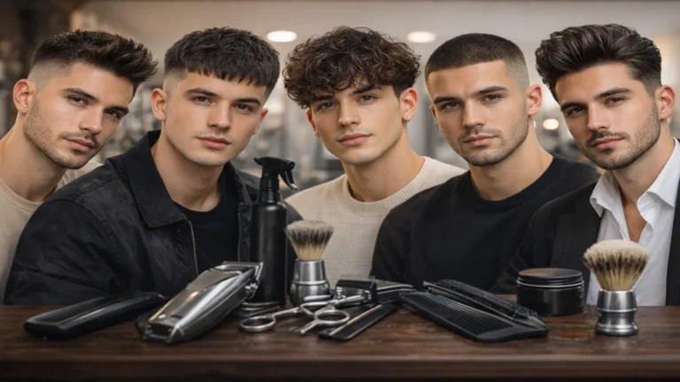 Coupes de cheveux homme tendances 2026 avec dégradé, french crop, undercut, buzz cut et pompadour en salon de coiffure