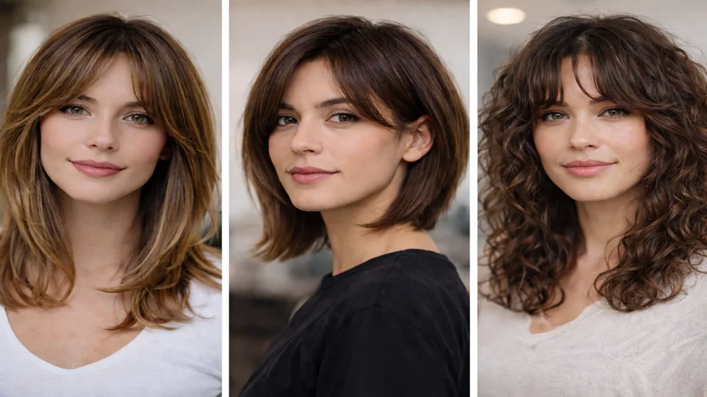 Coupe mi-longue effilée et dégradée avec lob, carré plongeant et cheveux wavy texturisés
