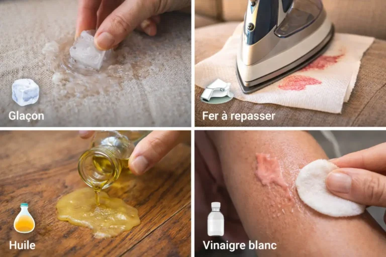 Techniques pour enlever la cire de bougie sur tissu, bois et peau avec glaçon, fer à repasser, huile et vinaigre blanc