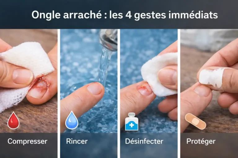 Ongle arraché que faire étapes premiers soins compresser rincer désinfecter protéger doigt blessé