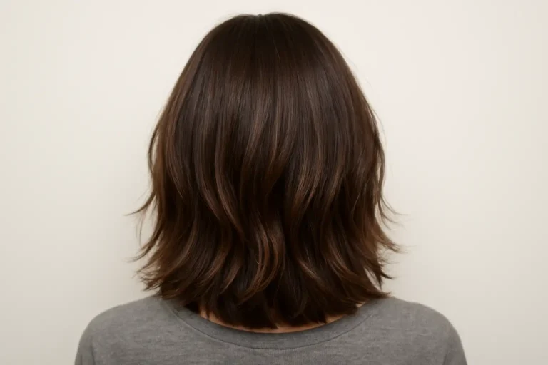 Coupe mi-longue effilée et dégradée avec mouvement naturel