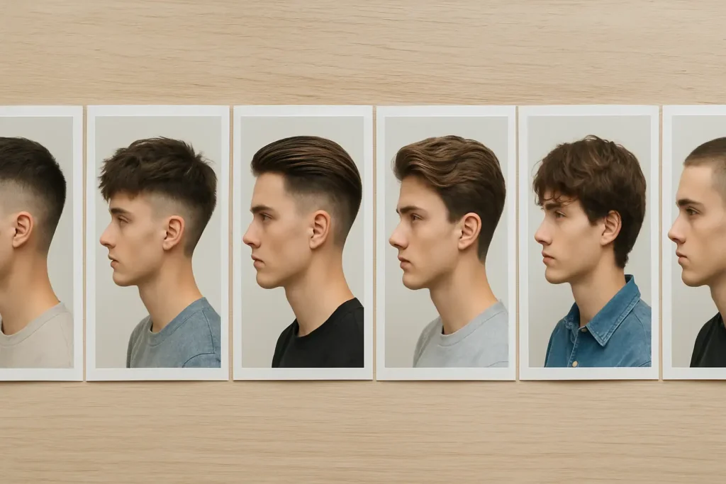 Plateau d’inspiration avec six idées de coupe garçon ado tendance