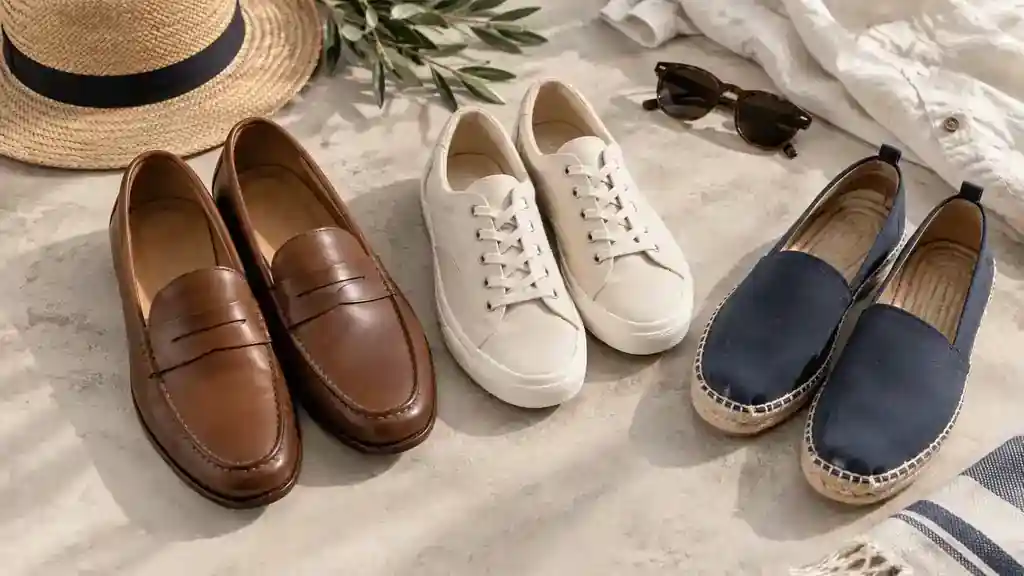 Sélection de chaussures d’été pour homme en cuir et toile sans marque visible