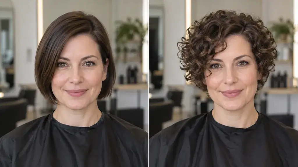 Cheveux courts avec des boucles souples obtenues en salon